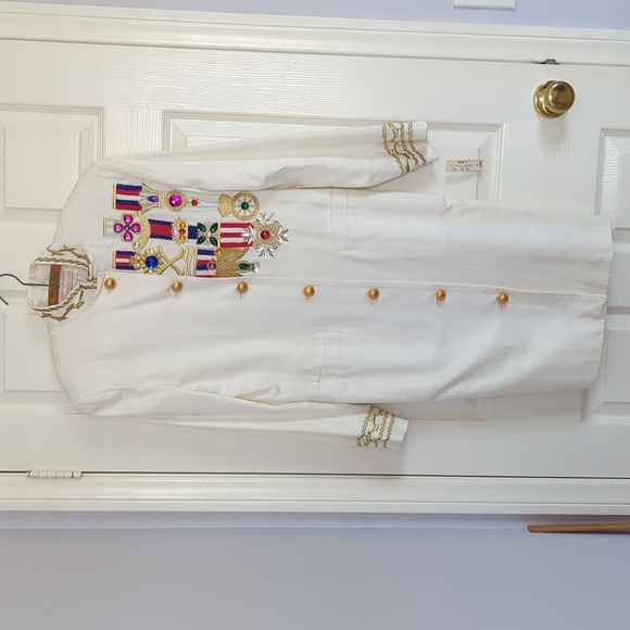 Vintage Adam Douglass Nautical Embellished Trim Long Jacket - Picture 1 of 7